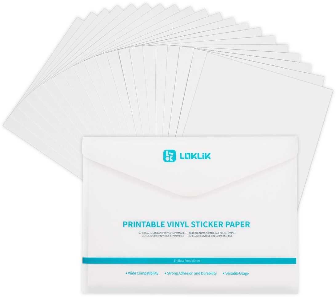 LOKLiK matinis spausdinamas vinilo lipdukų popierius – 20 pak. PRM-14445