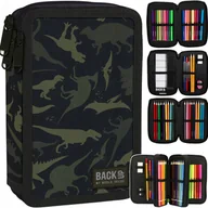 Piórniki - Derform Piórnik 3-komorowy z wyposażeniem Dinozaury moro - miniaturka - grafika 1