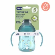 Kubki dla dzieci - Chicco Kubek z twardym ustnikiem 200ml turkusowy 6m+ - miniaturka - grafika 1