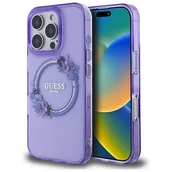 Etui i futerały do telefonów - Guess GUHMP16XHFWFCU iPhone 16 Pro Max 6.9" fioletowy/purple hardcase IML Flowers Wreath MagSafe - miniaturka - grafika 1
