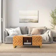 Ławy i stoliki kawowe - Stolik kawowy brązowo-czarny 100x54x40 cm lite drewno mango - miniaturka - grafika 1