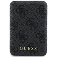 Powerbanki - Guess Powerbank indukcyjny 15W GUPB5FP4EMGK 5000mAh czarny/black 4G Leather Metal Logo MagSafe - miniaturka - grafika 1