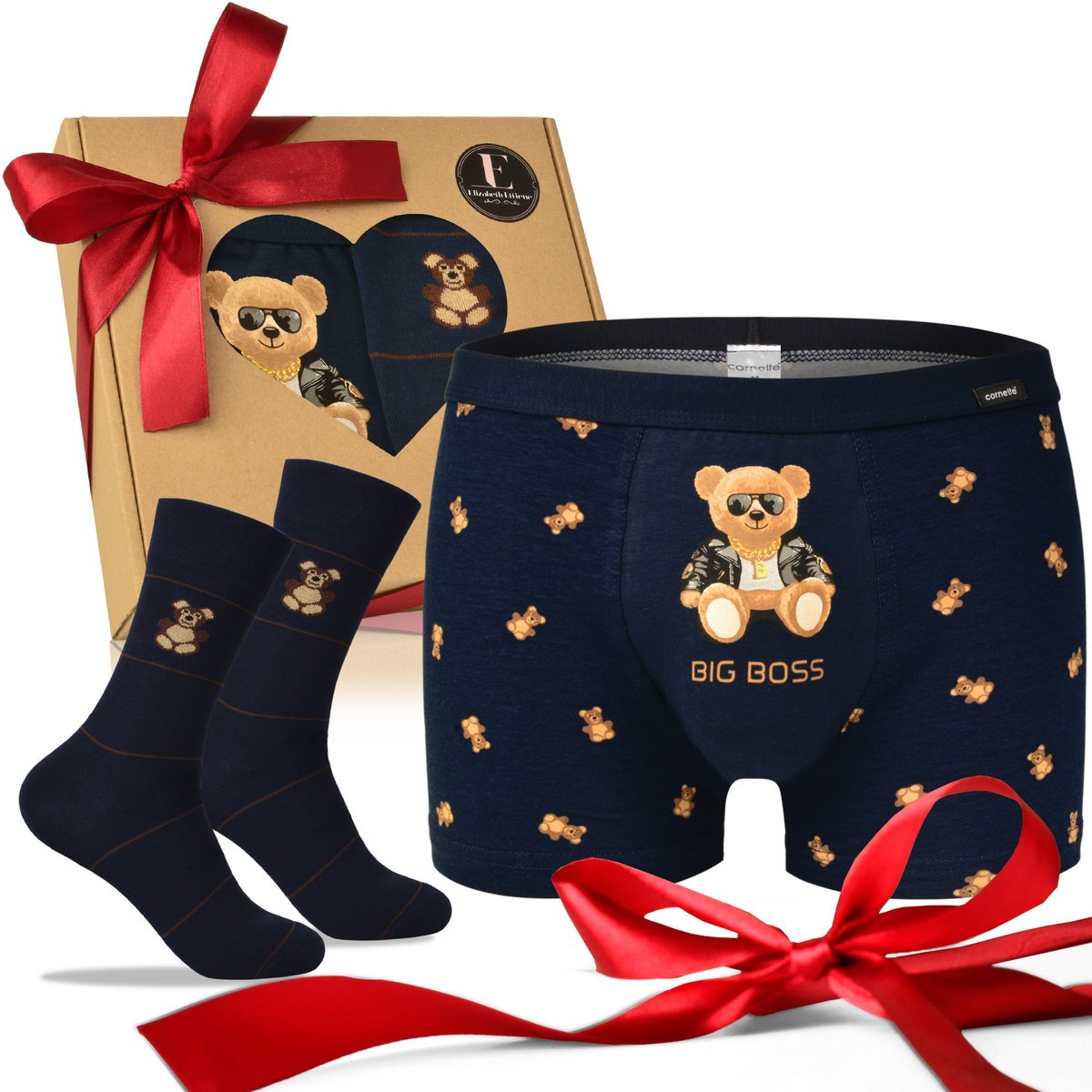 Cornette Zestaw Bokserki Skarpety Męskie Misie Na Prezent Roz. XXL|39-41
