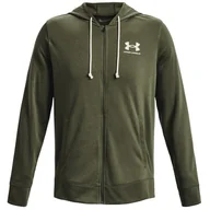 Bluzy sportowe męskie - Męska bluza Under Armour Rival Terry LC FZ Rozmiar: L / Kolor: zielony/biały - miniaturka - grafika 1