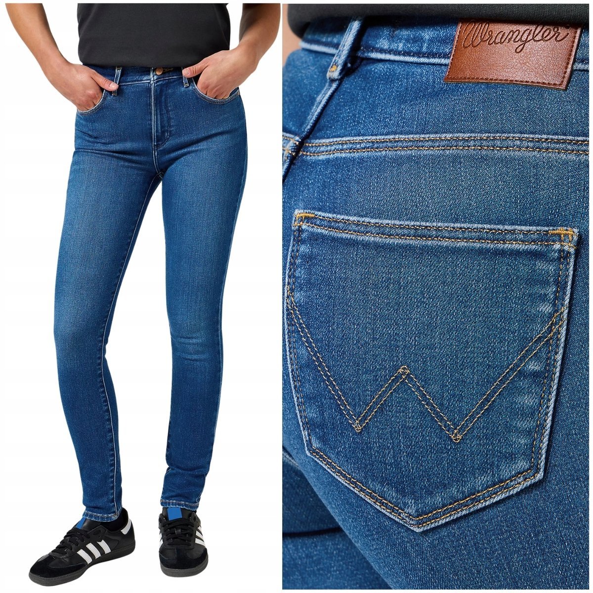 Wrangler HIGH SKINNY Azure wysokie damskie spodnie jeansowe rurki W30 L34