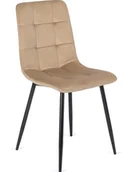 Krzesła - Krzesło Tapicerowane Kuchenne Welurowe Do Jadalni Kuchni Loft PERU Beż - miniaturka - grafika 1