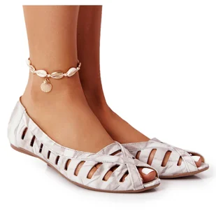 Skórzane Baleriny Maciejka Beżowo-Szare 04506-04 beżowy - Baleriny - miniaturka - grafika 1