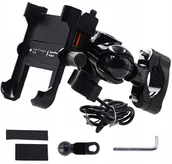 Uchwyty samochodowe do telefonów - Uchwyt na telefon motocyklowy metalowy imadło ładowarka 3,4a qc 3.0 usb - miniaturka - grafika 1