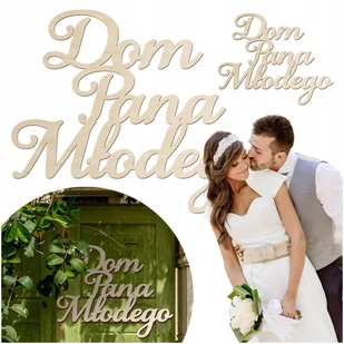 Napis drewniany wesele Dom Pana Młodego Dekoracja ślubna na drzwi ściankę - Dekoracje domu - miniaturka - grafika 1