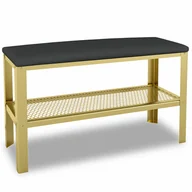 Ławki do przedpokoju - Wąskie siedzisko z półką na buty złoty + czarny F9-Z67 - miniaturka - grafika 1