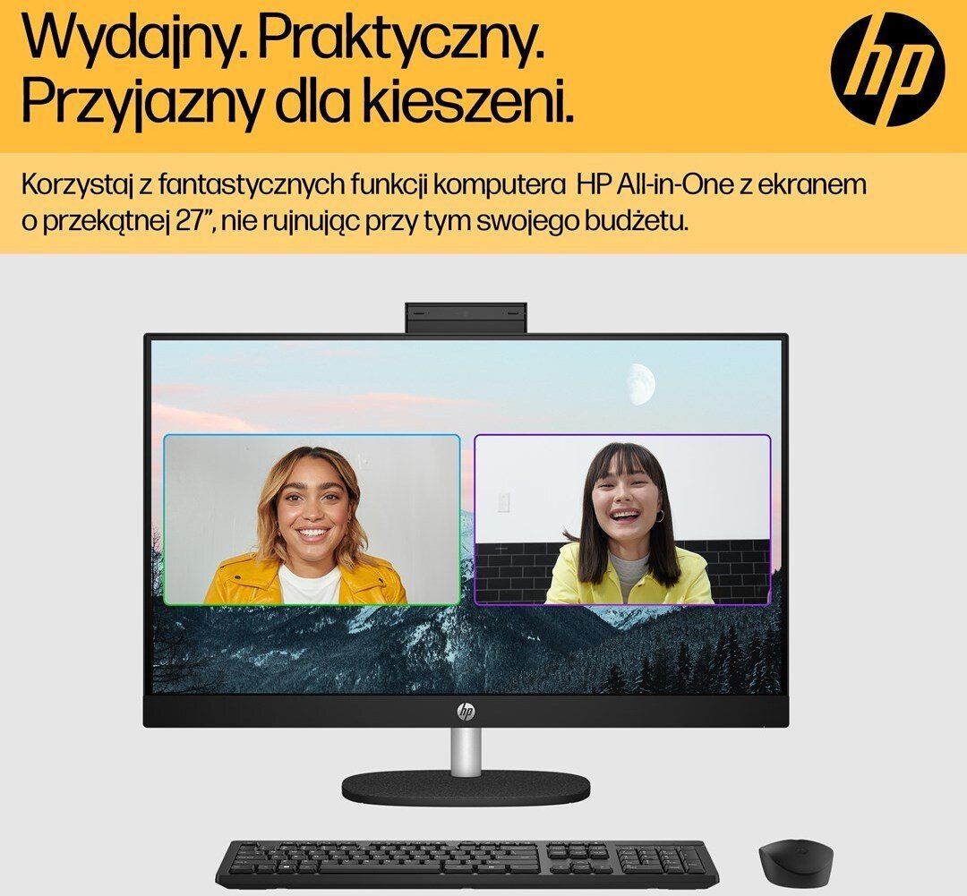 Komputer HP AiO 27-cr0204nw Ryzen 7 7730U 27.0 FHD IPS 300nits AG 16GB DDR4 3200 SSD512 Radeon Vega 8 LAN Cam1080p+IR NoOS Shell White Shell White 2Y 9L736EA