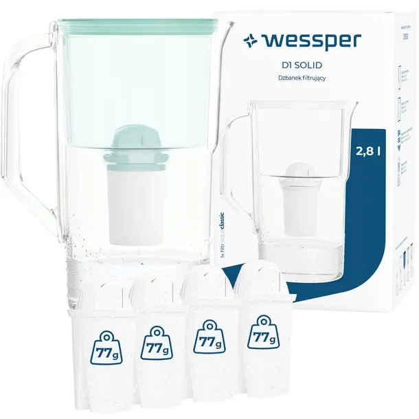 Dzbanek filtrujący Wessper D1 SOLID 2,8l + 5x filtr aquaclassic