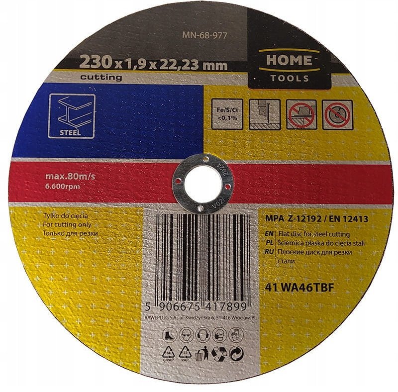 Modeco ŚCIERNICA DO CIĘCIA STALI 230X1.9X22,23 MM PŁASKA [HOME]