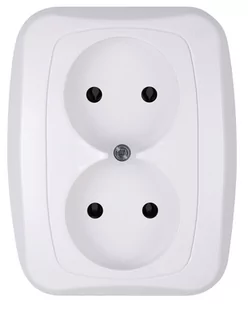 Abex Atut biały gniazdo podwójne bez uziemienia - Gniazdka elektryczne - miniaturka - grafika 1
