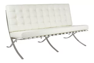 King Home Sofa BARCELON trzyosobowa biała - włoska skóra naturalna, chrom KH.41700 - Sofy i kanapy - miniaturka - grafika 1
