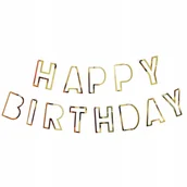 Dekoracje sali - GIRLANDA URODZINOWA HAPPY BIRTHDAY BANER NAPIS ZŁOTY URODZINY - miniaturka - grafika 1