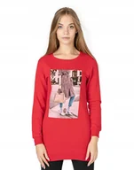 Bluzy damskie - Długa Bluza Tunika Damska Bawełniana 249-03 r S - miniaturka - grafika 1