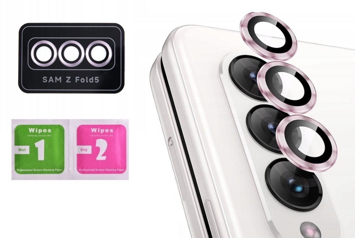 Szkło na aparat do SAMSUNG GALAXY Z FOLD 4 / FOLD 5 różowy ring ochrona
