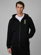 Bluzy męskie - 4F Bluza dresowa regular z kapturem męska - czarna XL - miniaturka - grafika 1