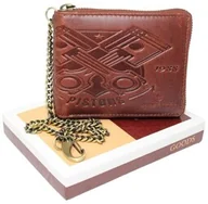 Portfele - Portfel Męski Skórzany Peterson Skóra Naturalna Duży Piórnik Z Zapięciem Na Suwak 1292 BRĄZOWY "PISTONS" 13 x 10 x 2 [cm] - miniaturka - grafika 1