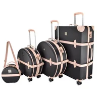 Walizki - Zestaw walizek SEMI LINE T5671-0 Czarno-różowy - miniaturka - grafika 1