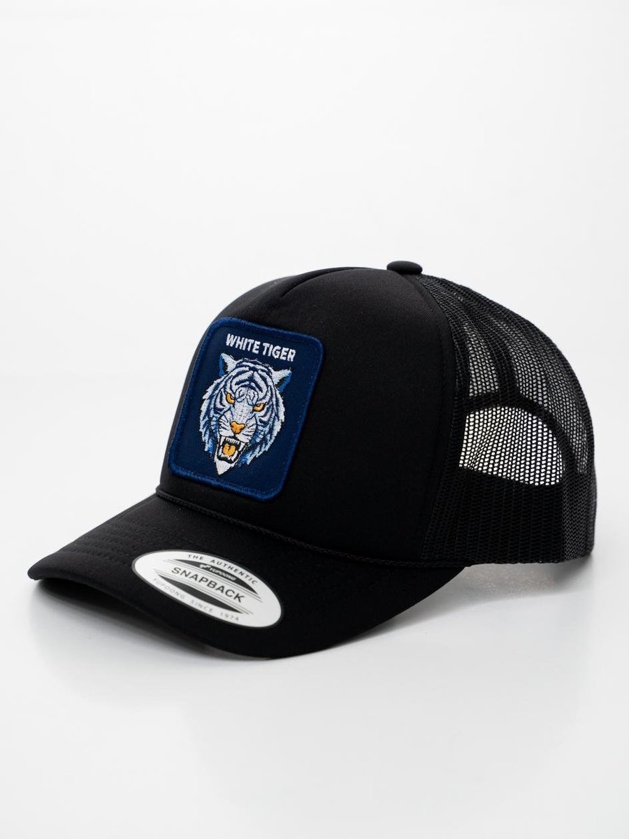 Czapka Z Daszkiem Trucker Czarna z Biały Tygrys MyStars REGULOWANE ZAPIĘCIE