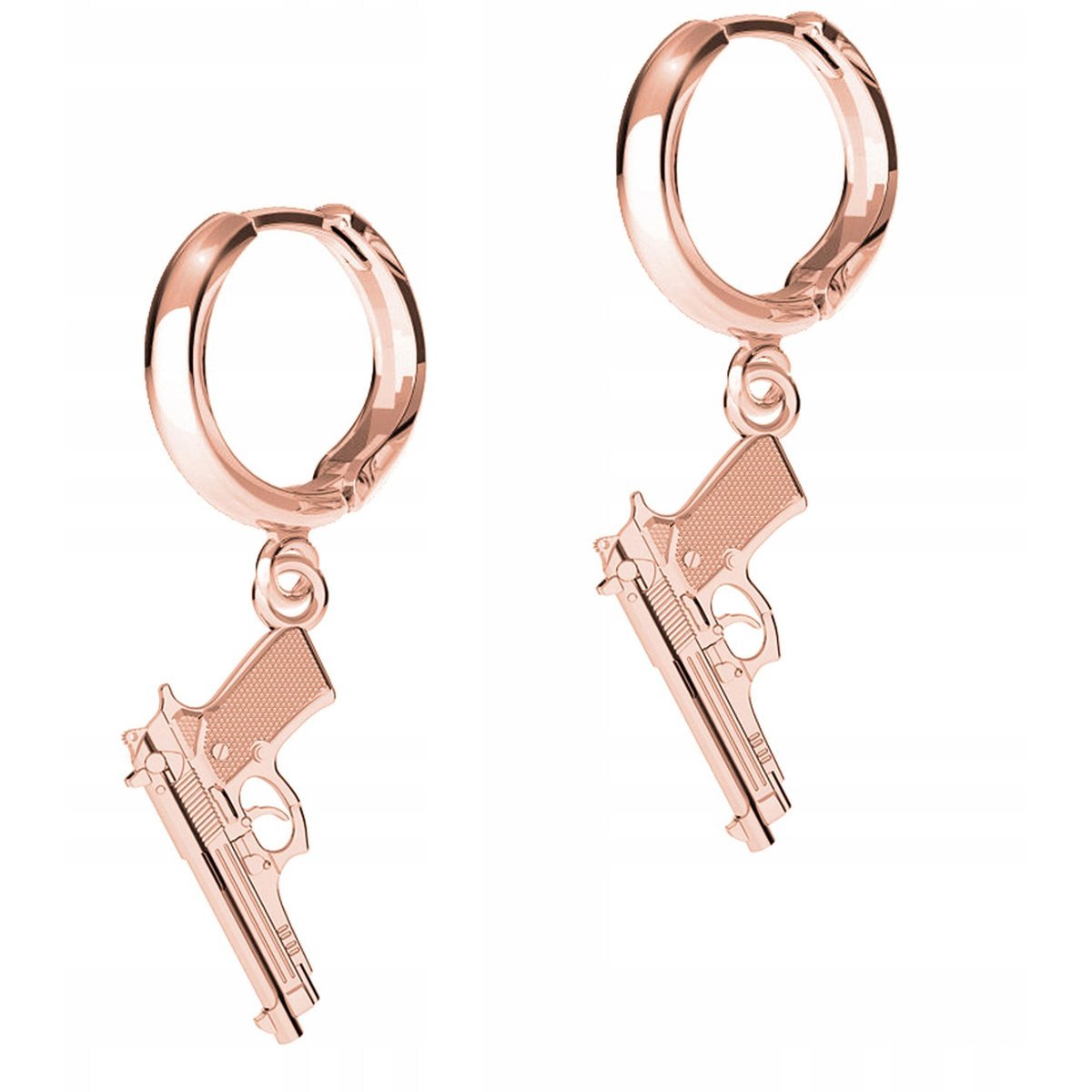 Kolczyki Pozłacane z Rewolwerem Pistolet Pistoleciki Rewolwery SREBRO 925