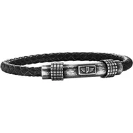Bransolety męskie - Bransoletka Męska Police S14ALB02B Skórzany 19 cm - miniaturka - grafika 1