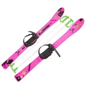 Narty - NARTY Z KIJKAMI 90 CM MOLTI gwiazdki różowe - miniaturka - grafika 1