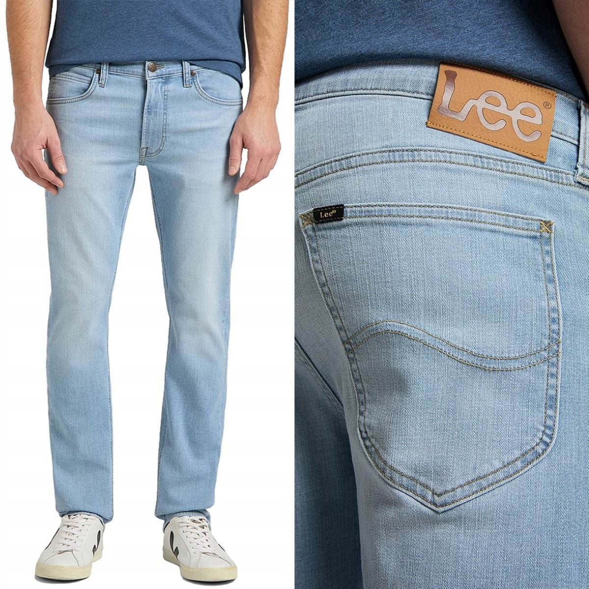 Lee DAREN ZIP FLY Bleached Cody BLUE DżINS proste spodnie jeansowe W30 L32