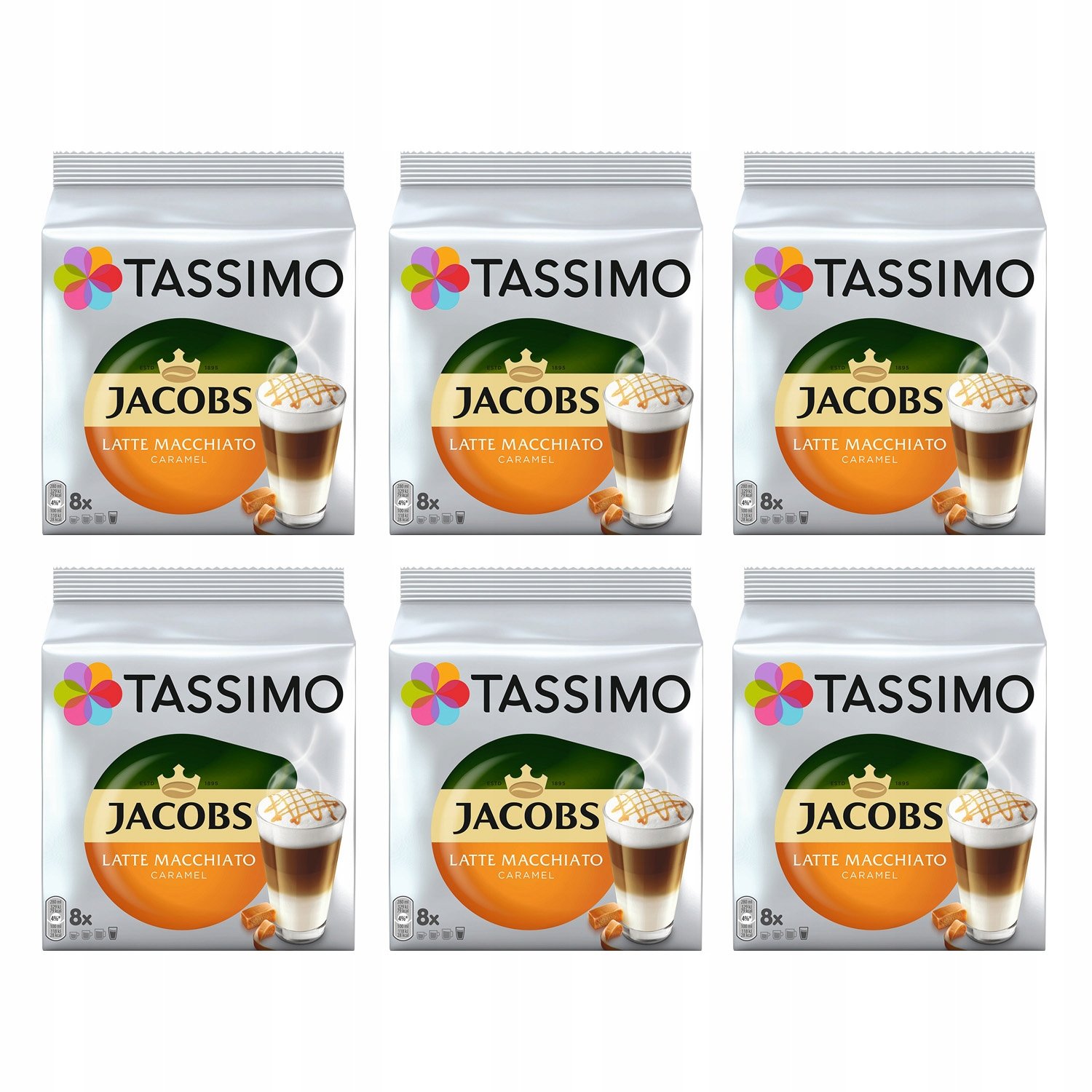 Tassimo Jacobs zestaw Latte Macchiato Caramel 5+1 Gratis!