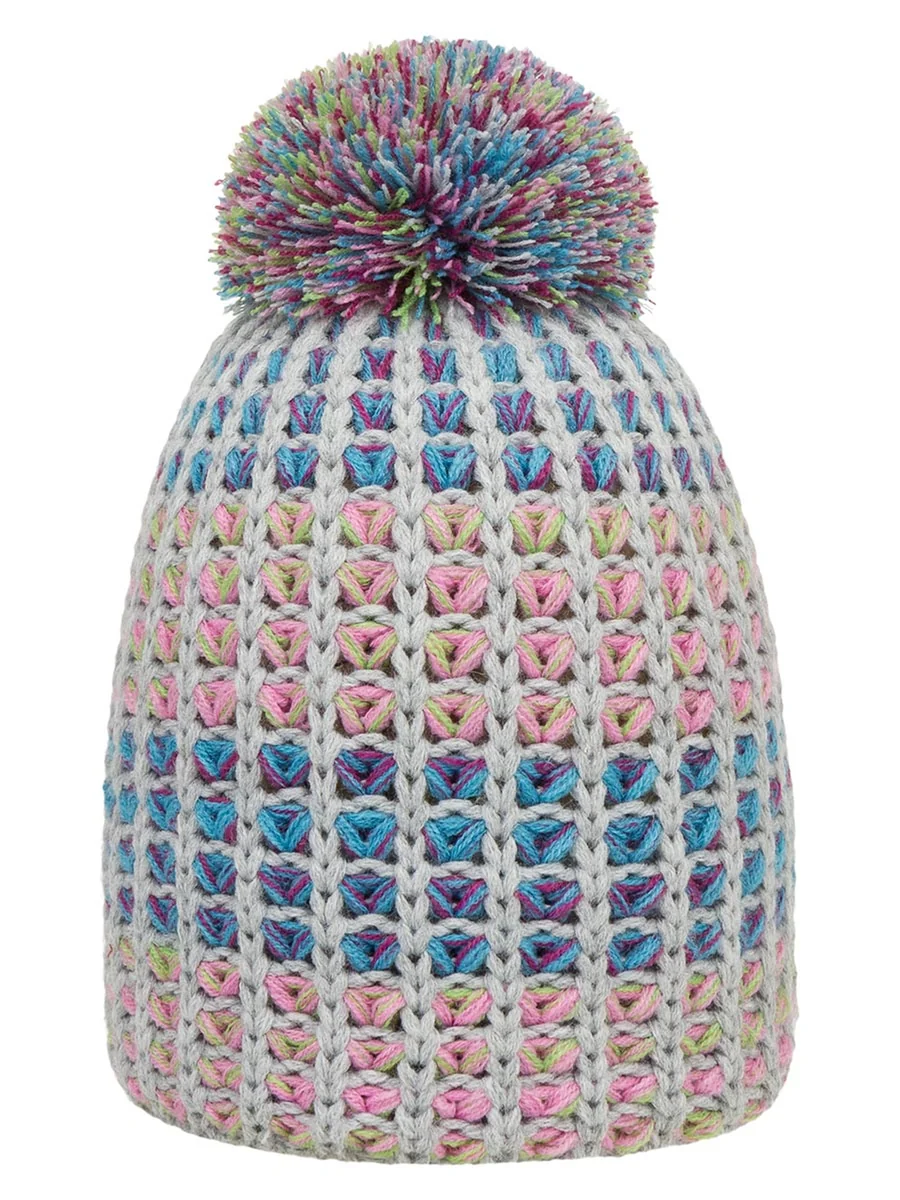 Dziewczęca czapka z pomponem szara Doll r.51