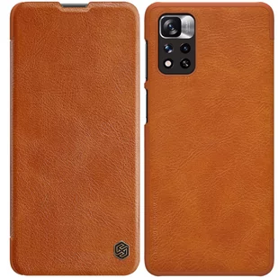 Nillkin Qin Case etui do Xiaomi Poco X4 Pro 5G osłona na aparat kabura pokrowiec obudowa z klapką brązowy - Etui i futerały do telefonów - miniaturka - grafika 1