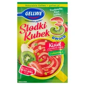 Kisiel - Gellwe Słodki Kubek 3 owoce Kisiel z kawałkami owoców  truskawka kiwi jabłko 30 g - miniaturka - grafika 1