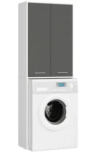 Szafka łazienkowa nad pralkę z półkami biały + grafit - Valuro - Szafki łazienkowe Szafka łazienkowa nad pralkę z półkami biały + grafit - Valuro - Szafki łazienkowe - miniaturka - grafika 1