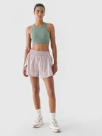 Spodnie sportowe damskie - Damskie spodenki treningowe 4F x Anna Lewandowska 4FALSAW24TFSHF0979 - beżowe - 4F x AL - miniaturka - grafika 1
