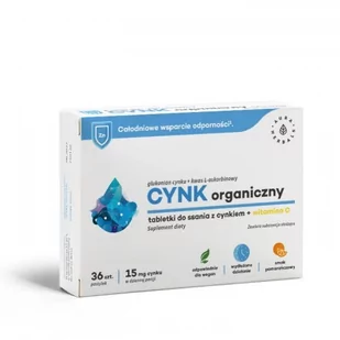 Aura Herbals Cynk organiczny (15mg) + witamina C - pastylki do ssania 36 szt. CYNKPAS - Witaminy i minerały - miniaturka - grafika 1