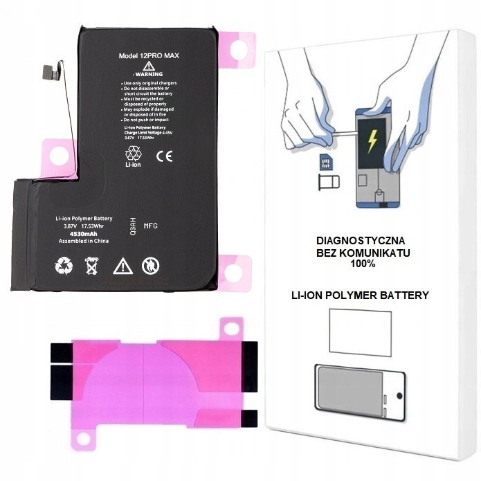 BATERIA DO iPHONE 12 PRO MAX 3687 mAh DIAGNOSTYCZNA BEZ KOMUNIKATU ŚWIEŻA