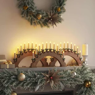 vidaXL Świąteczny Łuk Świec z 10 Świecami LED 3 pcs Brązowy - Oświetlenie świąteczne - miniaturka - grafika 1