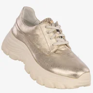 Półbuty damskie - Sneakersy Buty Damskie Półbuty Skórzane Sportowe Złote Eleganckie 2365A 37 Złoty - miniaturka - grafika 1