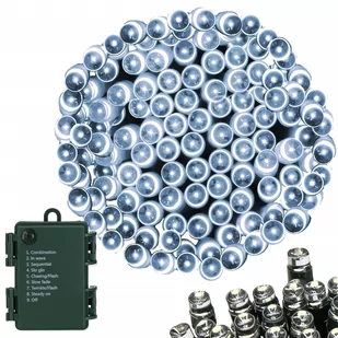 Lampki choinkowe 50 Led na baterie zimny biały z programatorem - Oświetlenie świąteczne - miniaturka - grafika 1