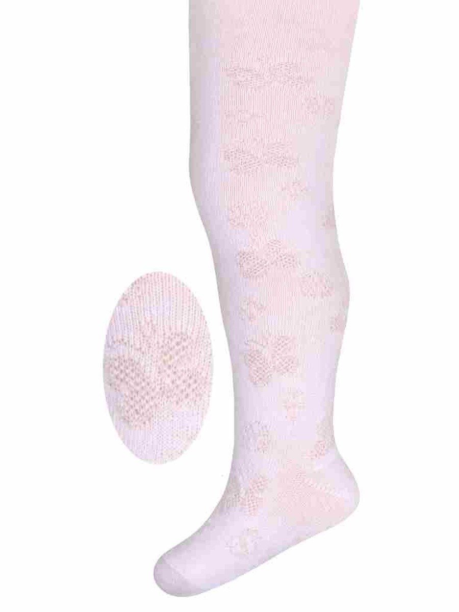 Rajstopy dziewczęce bawełniane, różowy, ażurowy wzór, Milusie