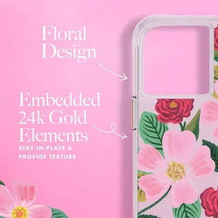 Rifle Paper Clear - Etui iPhone 14 zdobione złotem (Rose Garden) - Etui i futerały do telefonów - miniaturka - grafika 2