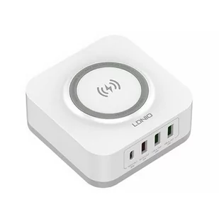 Bezprzewodowa ładowarka indukcyjna LDNIO AW004, 3x USB + USB-C, 32W (biała) - Ładowarki do telefonów - miniaturka - grafika 1