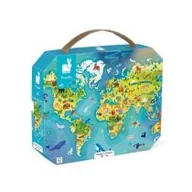Puzzle - Janod Puzzle Dziecięce Świata 100 sztuk - Gra edukacyjna Delikatna i koncentracja-walizka na nadgarstku-Wyprodukowano we Francji i certyfikowane przez FSC-od 6 lat, J02607, Wielokolorowy J02607 - miniaturka - grafika 1