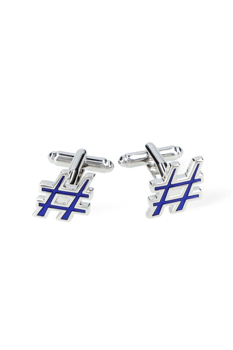 Spinki Srebrno-Granatowe Hasztagi