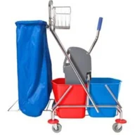 Inne artykuły do sprzątania - Wózek dwuwiaderkowy z prasą 2x17l + uchwyt na worek + koszyczek MEDICLEAN /IM-SPR-0502/ - miniaturka - grafika 1