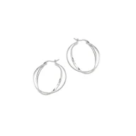 Biżuteria dla dzieci - Srebrne kolczyki 925 Podwójne Przeplatane 25mm - miniaturka - grafika 1