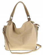 Torebki damskie - HERNAN Torebka Damska Worek Listonoszka na Ramię Miejska HB0153 Beżowa - miniaturka - grafika 1