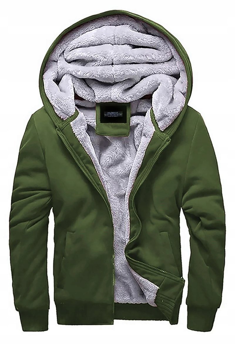 SWETER MĘSKI Z KAPTUREM Z FUTERKIEM KHAKI ROZPINANY 2XL 5GA*